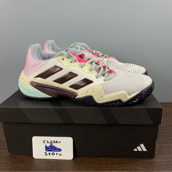 Adidas Barricade 13 Tennis Pickleball Shoes White Pink IF7792 Men’s Sz - Picture 1 of 13
